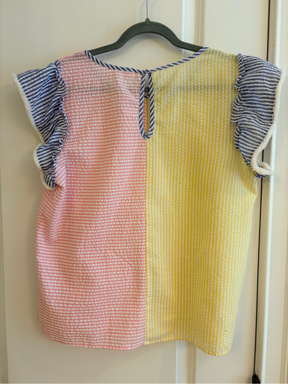 THML Colorblock Yellow Pink Blue Stripe Ruffle Tank - Picture 4 of 9